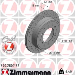 Disc frana TOYOTA LAND CRUISER PRADO (_J12_) 3.0 D-4D (KDJ120, KDJ125) diesel 163 cai ZIMMERMANN 590.2807.52
