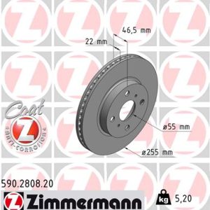 Disc frana TOYOTA YARIS (_P9_) 1.3 VVT-i (NCP90_, NCP90R) benzina 86 cai ZIMMERMANN 590.2808.20
