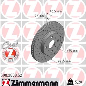 Disc frana TOYOTA YARIS (_P13_) 1.3 (NCP130_, NCP130R) benzina 86 cai ZIMMERMANN 590.2808.52