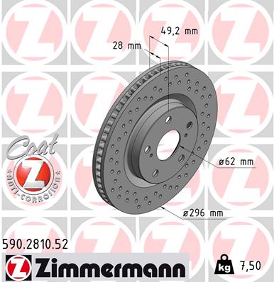 Disc frana TOYOTA CAMRY limuzina (_V4_) 2.4 (ACV40) benzina 158 cai ZIMMERMANN 590.2810.52