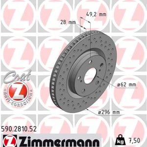 Disc frana TOYOTA RAV 4 III (_A3_) 2.0 4WD (ZSA30_, ZSA30R) benzina 158 cai ZIMMERMANN 590.2810.52