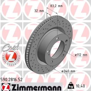 Disc frana TOYOTA LAND CRUISER 200 (_J2_) 4.5 D4-D (VDJ200) diesel 272 cai ZIMMERMANN 590.2816.52