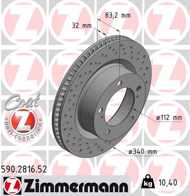 Disc frana TOYOTA LAND CRUISER 200 (_J2_) 4.6 V8 (URJ202) benzina 309 cai ZIMMERMANN 590.2816.52