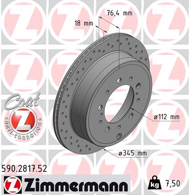 Disc frana TOYOTA LAND CRUISER 200 (_J2_) 4.5 D4-D (VDJ200) diesel 272 cai ZIMMERMANN 590.2817.52