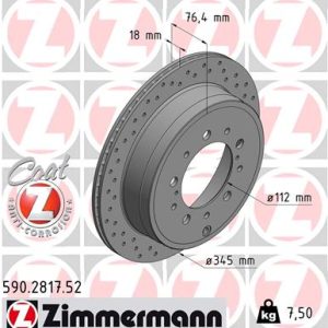 Disc frana TOYOTA LAND CRUISER 200 (_J2_) 4.7 V8 (UZJ200) benzina 288 cai ZIMMERMANN 590.2817.52