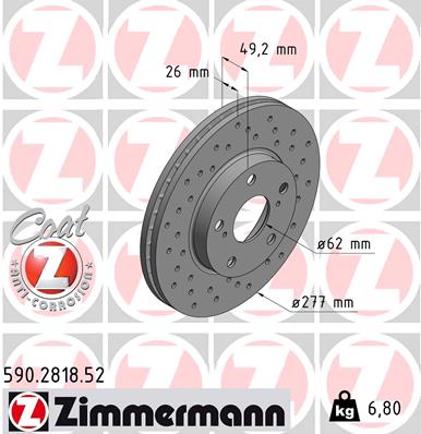 Disc frana TOYOTA AURIS (_E18_) 1.6 D4-D (WWE185_) diesel 112 cai ZIMMERMANN 590.2818.52