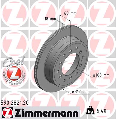 Disc frana TOYOTA LAND CRUISER PRADO (_J15_) 2.8 D-4D (GDJ155, GDJ150) diesel 204 cai ZIMMERMANN 590.2821.20