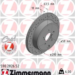 Disc frana TOYOTA GT 86 cupe (ZN6_) 2.0 (ZN6) benzina 203 cai ZIMMERMANN 590.2826.52