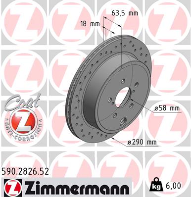 Disc frana TOYOTA GT 86 cupe (ZN6_) 2.0 (ZN6) benzina 203 cai ZIMMERMANN 590.2826.52