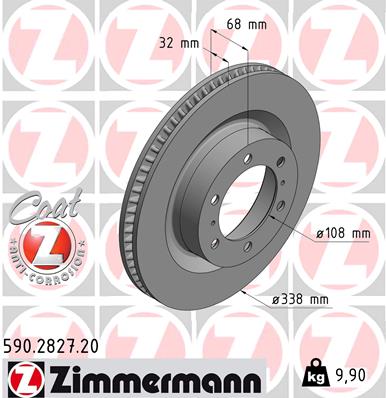 Disc frana TOYOTA LAND CRUISER PRADO (_J15_) 4.0 V6 VVT-i (GRJ150_, GRJ125_, GRJ150) benzina 282 cai ZIMMERMANN 590.2827.20