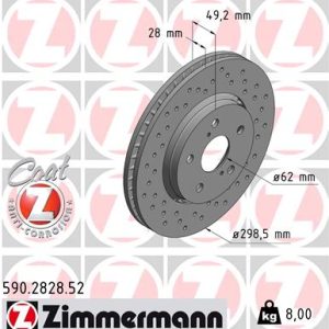 Disc frana TOYOTA C-HR (_X1_) 1.2 (NGX10_, NGX10R) benzina 116 cai ZIMMERMANN 590.2828.52