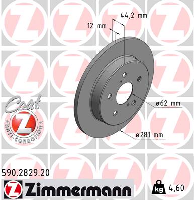Disc frana TOYOTA YARIS CROSS (MXP_) 1.5 Hybrid benzina/elector 131 cai ZIMMERMANN 590.2829.20