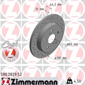 Disc frana TOYOTA RAV 4 V (_A5_, _H5_) 2.0 (MXAA52) benzina 175 cai ZIMMERMANN 590.2829.52