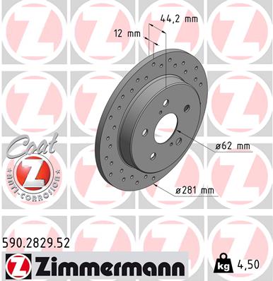 Disc frana TOYOTA RAV 4 V (_A5_, _H5_) 2.0 VVTi AWD (MXAA54) benzina 173 cai ZIMMERMANN 590.2829.52
