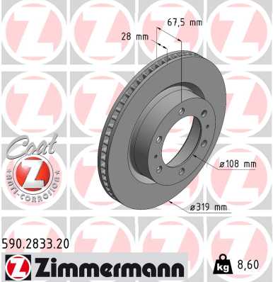Disc frana TOYOTA HILUX VIII pick-up (_N1_) 2.4 D (GUN112_, GUN122_, GUN135_, GUN120_, GUN135R,... diesel 150 cai ZIMMERMANN 590.2833.20