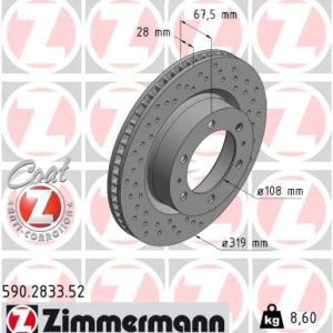 Disc frana TOYOTA HILUX VIII pick-up (_N1_) 2.4 D (GUN112_, GUN122_, GUN135_, GUN120_, GUN135R,... diesel 150 cai ZIMMERMANN 590.2833.52