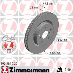 Disc frana TOYOTA RAV 4 V (_A5_, _H5_) 2.0 (MXAA52) benzina 175 cai ZIMMERMANN 590.2840.20