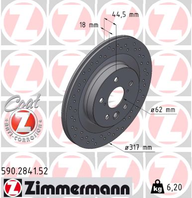 Disc frana TOYOTA bZ4X (_EAM1_) EV (XEAM10) electric 204 cai ZIMMERMANN 590.2841.52