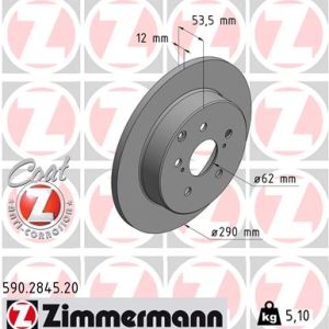 Disc frana TOYOTA PRIUS PLUS (_W4_) 1.8 Hybrid (ZVW40W, ZVW41W) benzina/elector 136 cai ZIMMERMANN 590.2845.20