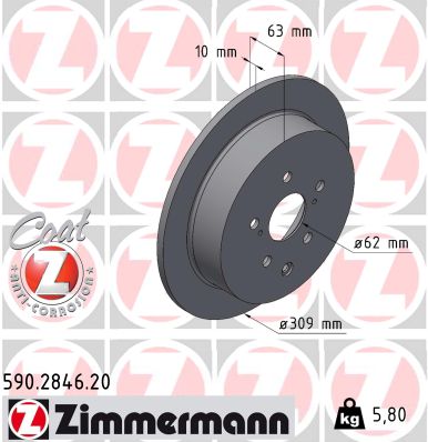 Disc frana TOYOTA SIENNA (_L3_) 3.5 4WD (GSL35_) benzina 269 cai ZIMMERMANN 590.2846.20