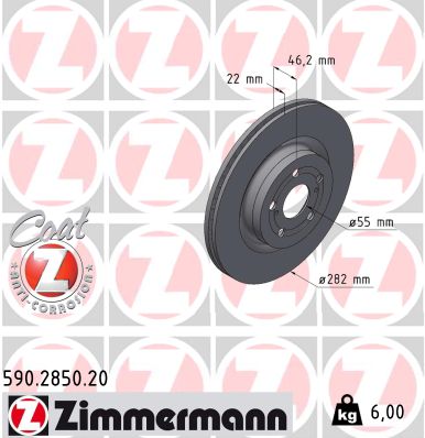 Disc frana TOYOTA YARIS (_P21_, _PA1_, _PH1_) 1.5 Hybrid (MXPH10, MXPH11) benzina/elector 116 cai ZIMMERMANN 590.2850.20