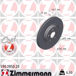 Disc frana TOYOTA YARIS (_P21_, _PA1_, _PH1_) 1.5 (MXPA11) benzina 125 cai ZIMMERMANN 590.2850.20