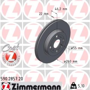Disc frana TOYOTA AYGO X (_B7_) 1.0 VVT-i (KGB70) benzina 72 cai ZIMMERMANN 590.2857.20