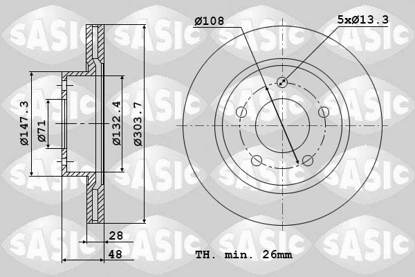 Disc frana TOYOTA PROACE caroserie (MDX_) 2.0 D (MDX6) diesel 163 cai SASIC 6100013