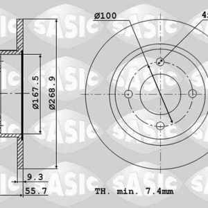 Disc frana TOYOTA PRIUS Liftback (_W2_) 1.5 Hybrid (NHW2_) benzina/elector 113 cai SASIC 6106058
