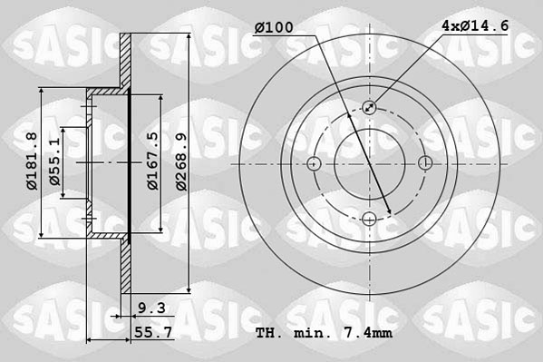 Disc frana TOYOTA YARIS (_P1_) 1.5 (NCP13_, NCP13R) benzina 106 cai SASIC 6106058