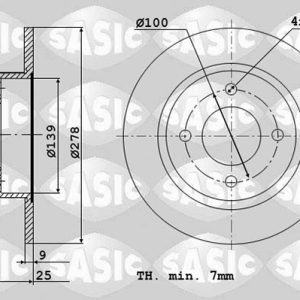 Disc frana TOYOTA YARIS (_P13_) 1.5 Hybrid (NHP130_, NHP130) benzina/elector 101 cai SASIC 6106120