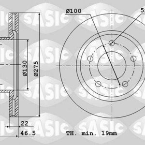 Disc frana TOYOTA VERSO S (_P12_) 1.4 D4-D (NLP121_, NLP121R) diesel 90 cai SASIC 6106133