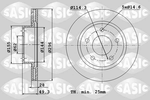 Disc frana TOYOTA PRIUS (_W5_) 1.8 Hybrid (ZVW50, ZVW50_, ZVW51_, ZVW50R, ZVW51) benzina/elector 122 cai SASIC 6106271