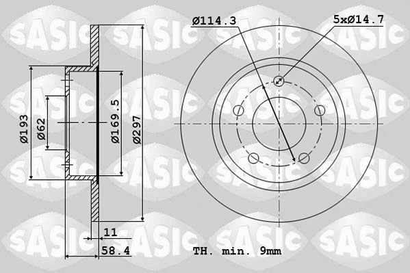 Disc frana TOYOTA VERSO VAN (_R2_) VVTi (ZGR21) benzina 147 cai SASIC 6106281