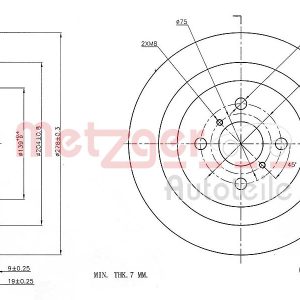 Disc frana TOYOTA YARIS (_P13_) 1.5 Hybrid (NHP130_, NHP130) benzina/elector 101 cai METZGER 6110181