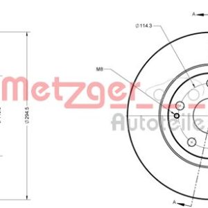 Disc frana TOYOTA COROLLA Verso (ZER_, ZZE12_, R1_) 2.2 D-4D (AUR10_, AUR10R) diesel 136 cai METZGER 6110276