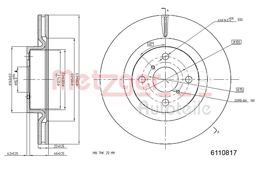 Disc frana TOYOTA YARIS (_P13_) 1.5 Hybrid (NHP130_) benzina/elector 101 cai METZGER 6110817
