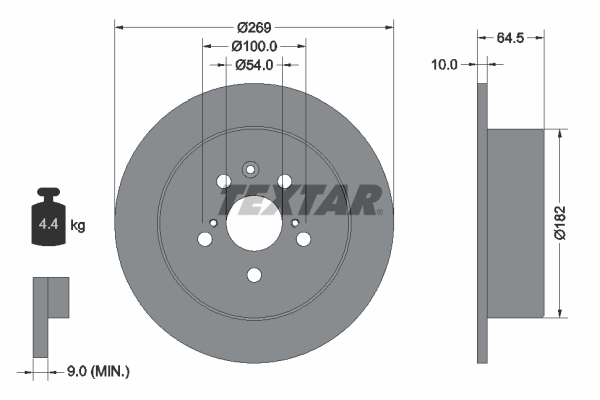 Disc frana TOYOTA CAMRY combi (_V2_) 2.5 (VZV21_, VZV21R) benzina 160 cai TEXTAR 92070800