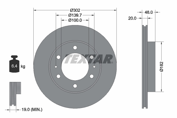 Disc frana TOYOTA LAND CRUISER (_J7_, _JL7_) 3.4 TD (BJ71_V, BJ74) diesel 124 cai TEXTAR 92080400