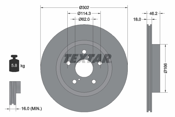 Disc frana TOYOTA RAV 4 I Cabrio (_A1_) 2.0 4WD (SXA10) benzina 129 cai TEXTAR 92093500