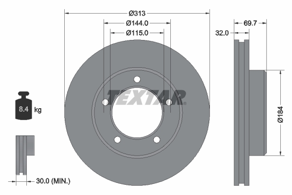 Disc frana TOYOTA LAND CRUISER 100 (_J1_) 4.7 (UZJ100) benzina 238 cai TEXTAR 92108103