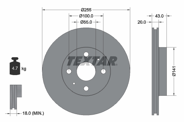 Disc frana TOYOTA YARIS (_P1_) 1.5 (NCP13_, NCP13R) benzina 105 cai TEXTAR 92115603