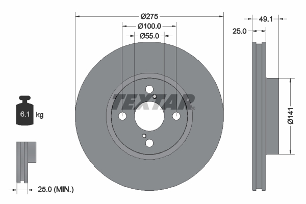 Disc frana TOYOTA COROLLA (_E12_) 1.8 VVTL-i TS (ZZE123) benzina 190 cai TEXTAR 92126003