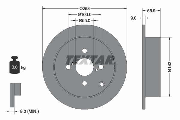 Disc frana TOYOTA COROLLA combi (_E12_) 1.6 VVT-i (ZZE121_, ZZE121R) benzina 110 cai TEXTAR 92126103
