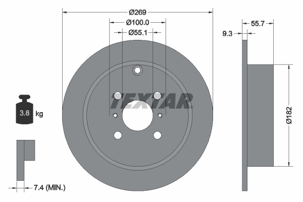 Disc frana TOYOTA COROLLA combi (_E12_) 1.6 VVT-i (ZZE121_, ZZE121R) benzina 110 cai TEXTAR 92126203