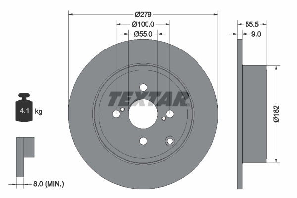 Disc frana TOYOTA COROLLA (_E12_) 1.8 VVTL-i TS (ZZE123) benzina 190 cai TEXTAR 92126303