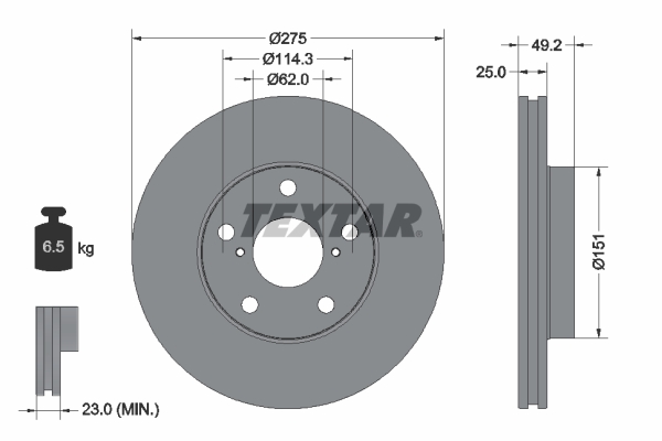 Disc frana TOYOTA RAV 4 II (_A2_) 2.0 (ACA26) benzina 150 cai TEXTAR 92139703