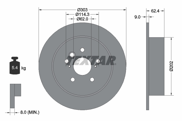 Disc frana TOYOTA RAV 4 II (_A2_) 2.0 (ACA26) benzina 150 cai TEXTAR 92144103