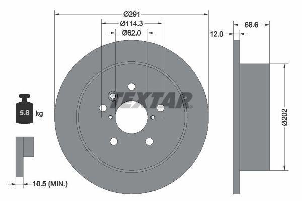 Disc frana TOYOTA PREVIA II (_R3_) 2.0 D-4D (CLR30_, CLR30R) diesel 116 cai TEXTAR 92144203