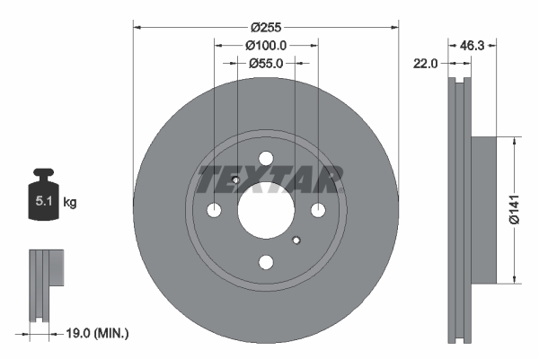 Disc frana TOYOTA YARIS (_P9_) 1.3 4WD (NCP95) benzina 87 cai TEXTAR 92156100
